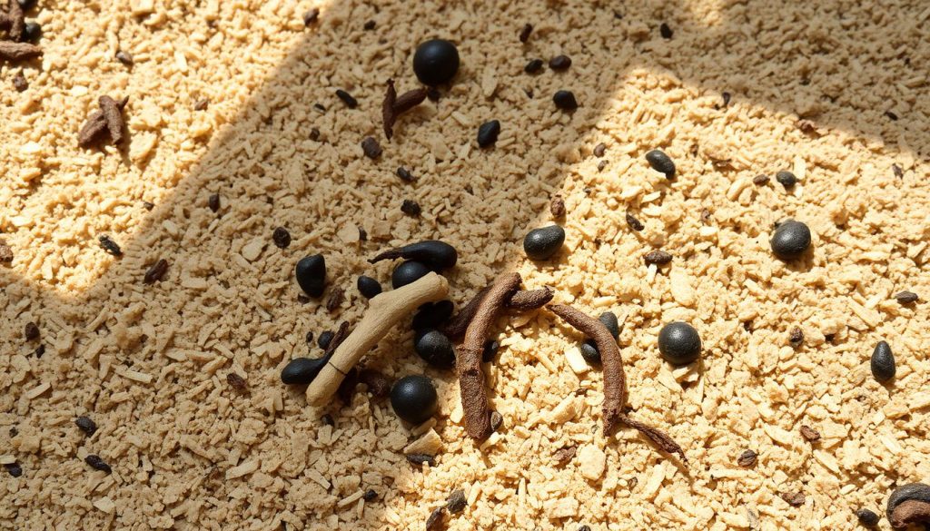 A flat, evenly textured surface made of organic materials like peat moss, vermiculite, and compost. The substrate is light and airy, with a slightly moist, earthy aroma. Soft natural lighting illuminates the scene, highlighting the rich, dark tones and subtle variations in the planting medium. The composition emphasizes the prepared, nurturing environment, ready to support the germination and early growth of delicate tomato seedlings. A sense of anticipation and potential pervades the tranquil, inviting scene.