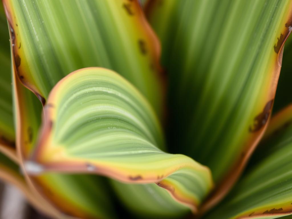 Brązowe końcówki liści palmy butelkowej