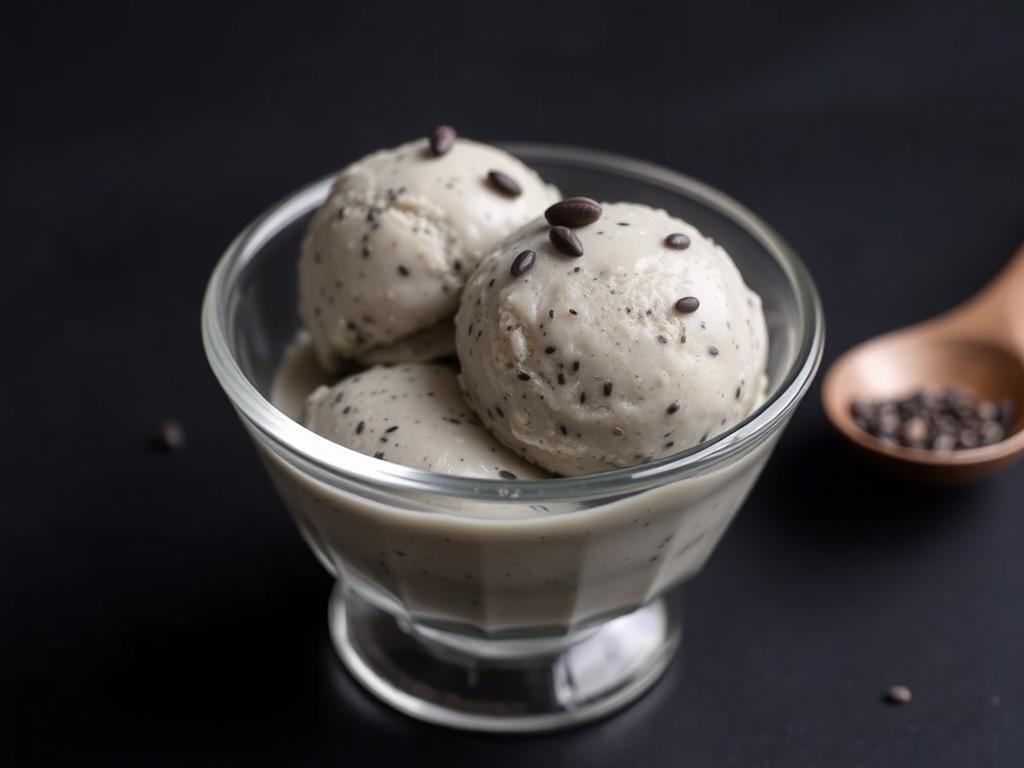 Deser z czarnym sezamem - lody lub pudding Deser z czarnym sezamem - lody lub pudding