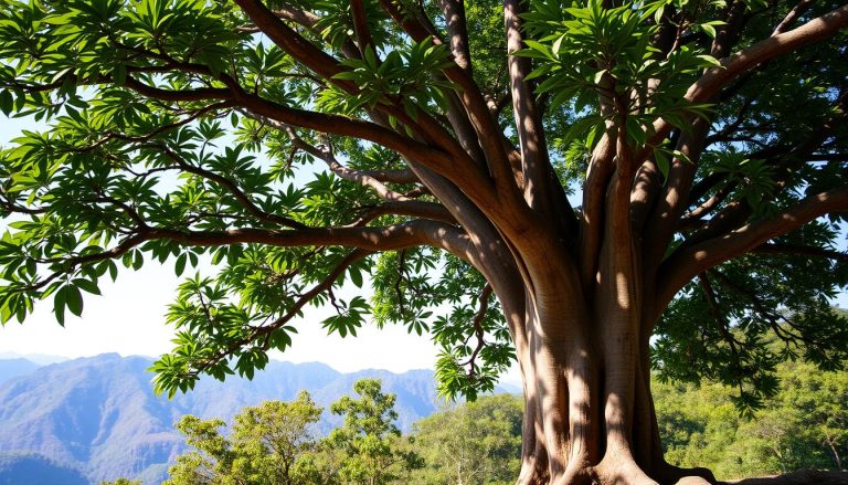 Drzewo Baheda (Terminalia bellirica) rosnące w naturalnym środowisku