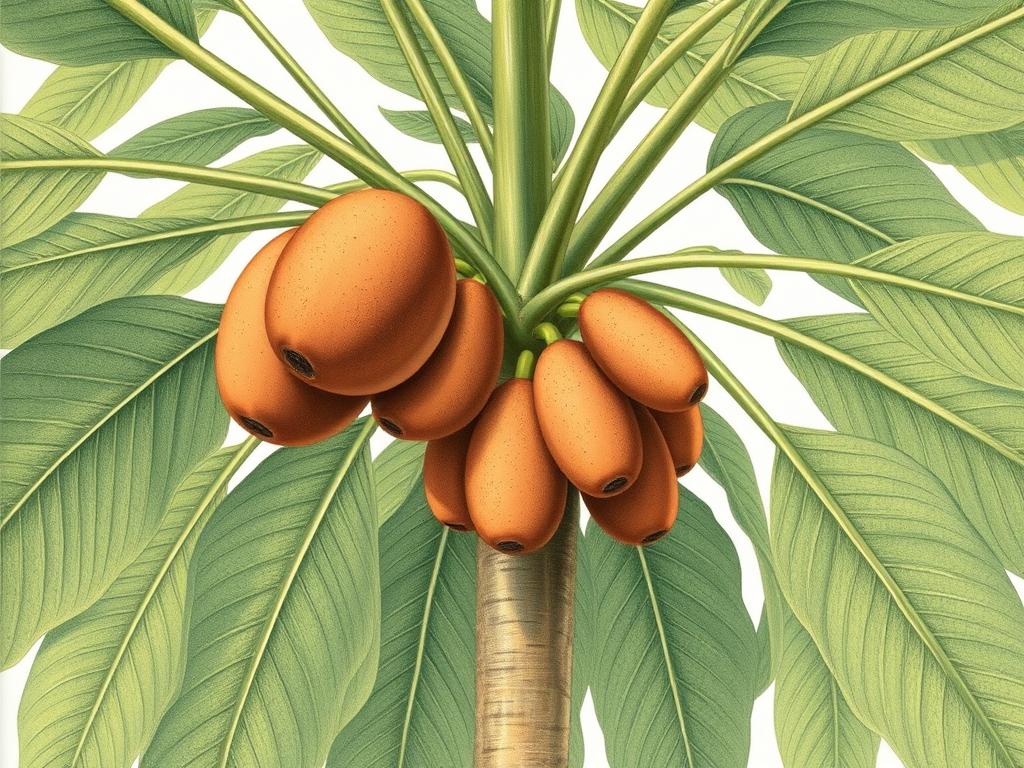 Drzewo Cupuassu (Theobroma grandiflorum) z owocami rosnącymi na pniu Drzewo Cupuassu (Theobroma grandiflorum) z owocami rosnącymi na pniu