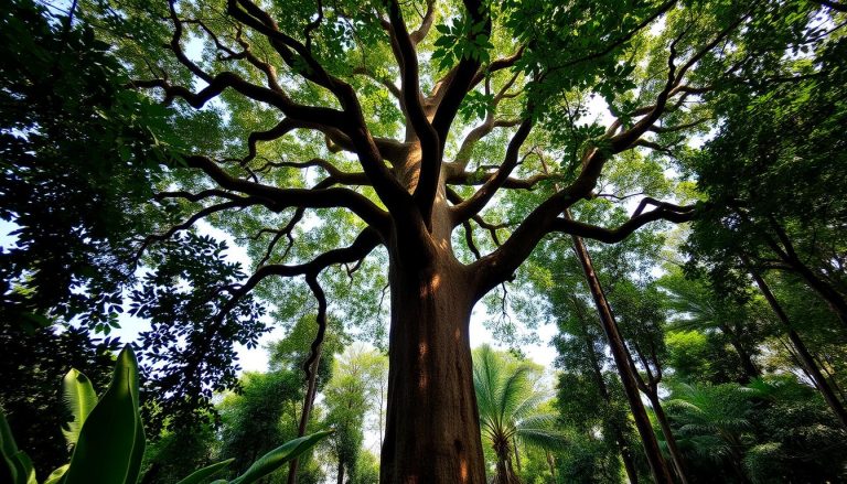 Drzewo andiroba (Carapa guianensis) rosnące w amazońskim lesie deszczowym