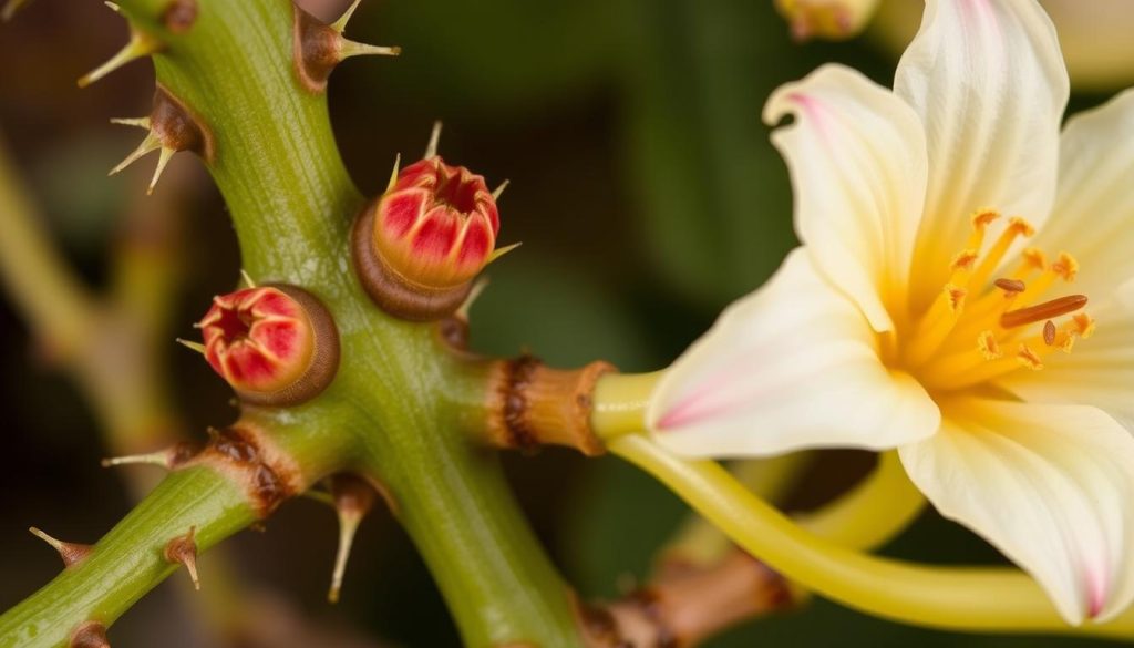 Drzewo koralowe Erythrina z widocznymi adaptacjami do środowiska