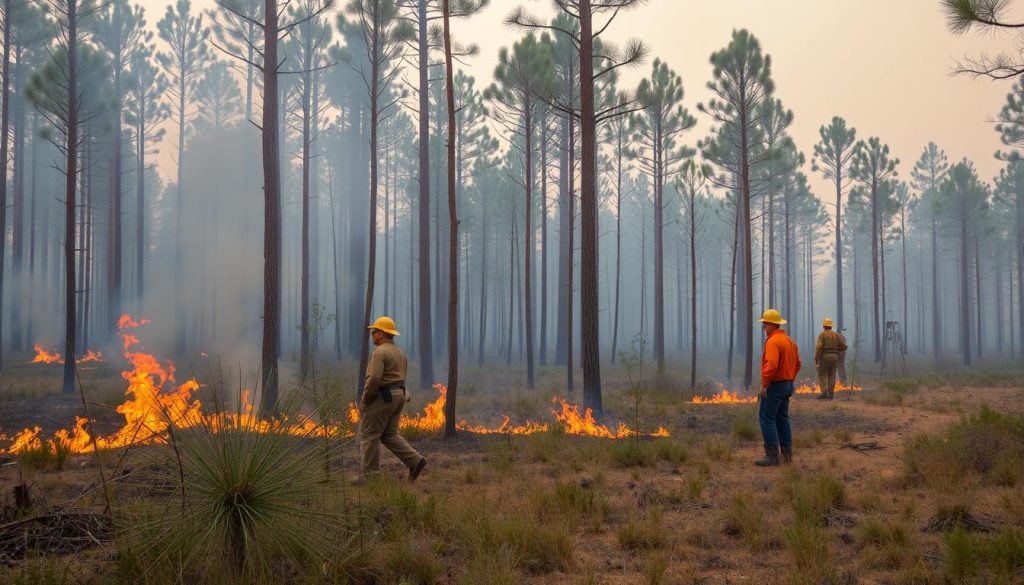 Drzewo ognia - kontrolowane wypalanie w lesie sosnowym