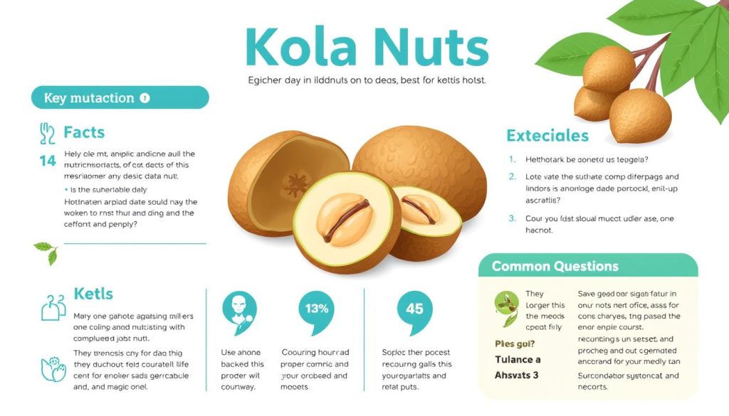 Infografika przedstawiająca najważniejsze informacje o orzechach kola