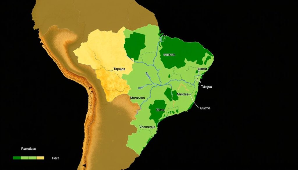 Mapa pokazująca naturalne występowanie Cupuassu w regionie Amazonii Mapa pokazująca naturalne występowanie Cupuassu w regionie Amazonii