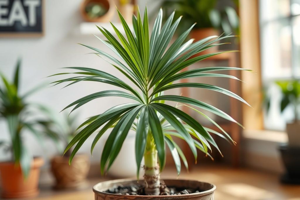 Młoda palma kokosowa w doniczce