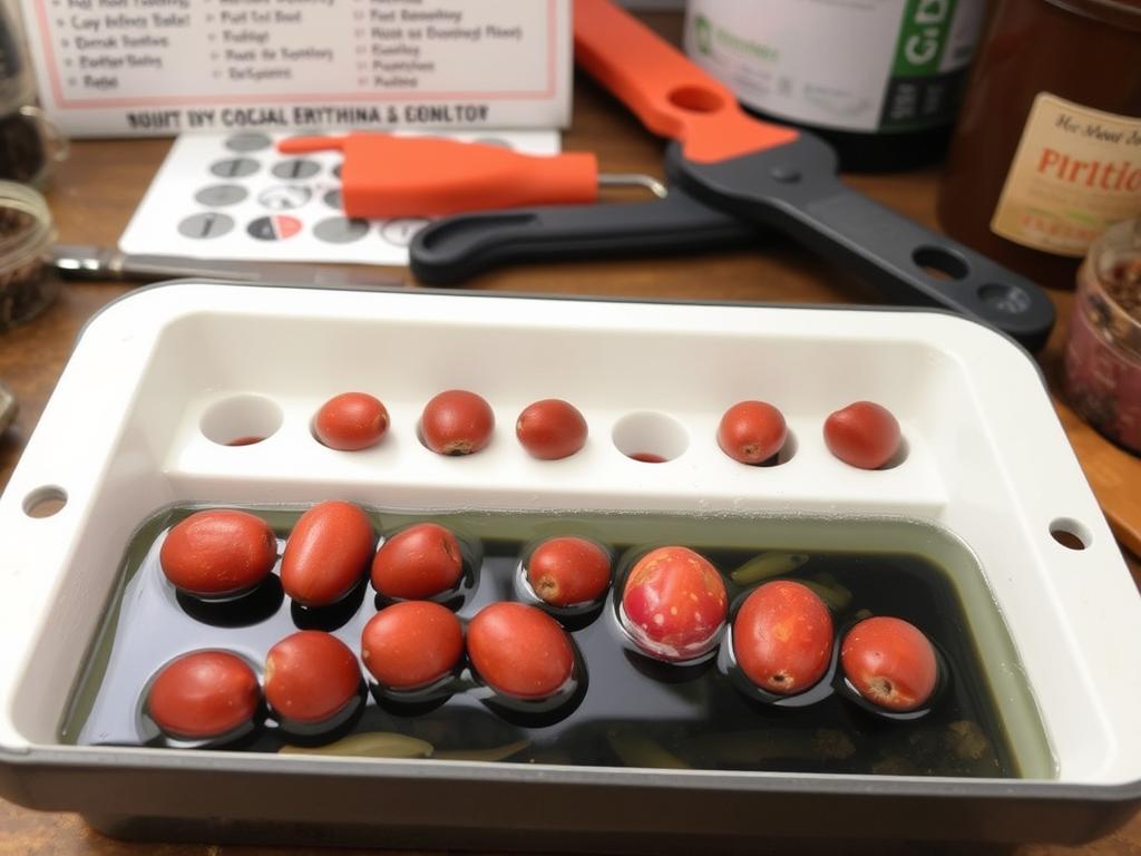 Nasiona drzewa koralowego Erythrina przygotowane do wysiewu