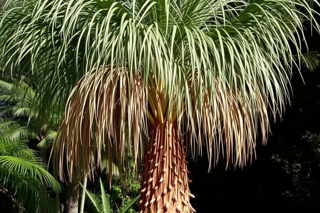 Palma butelkowa w naturalnym środowisku pokazująca pełną wysokość rośliny