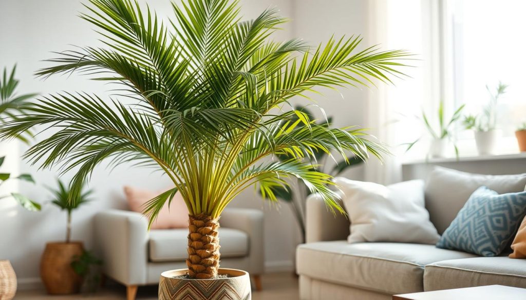 Palma kokosowa uprawiana w doniczce w warunkach domowych