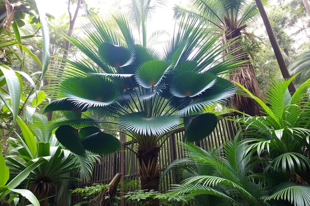 Palma wachlarzowa w naturalnym środowisku tropikalnego lasu