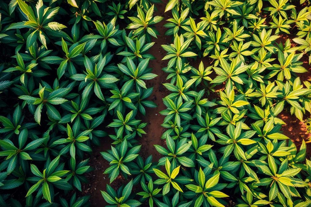 Plantacja drzew kakaowca w tropikalnym klimacie