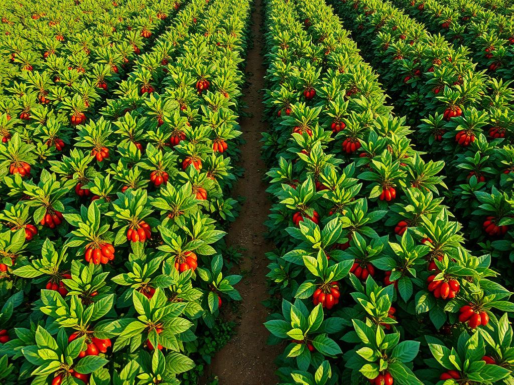 Plantacja guarany w Brazylii z dojrzewającymi owocami Plantacja guarany w Brazylii z dojrzewającymi owocami
