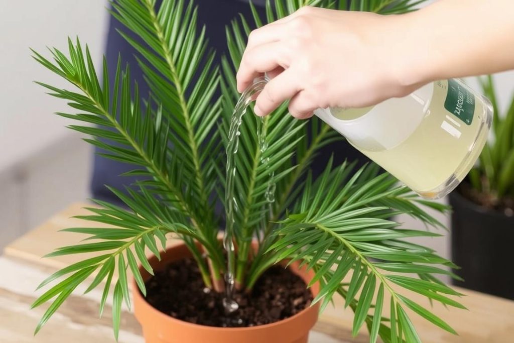 Prawidłowe podlewanie cykasa z umiarkowaną ilością wody