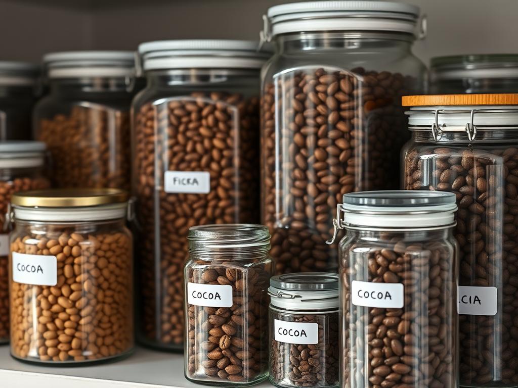 Prawidłowe przechowywanie ziaren kakaowca w szklanych pojemnikach