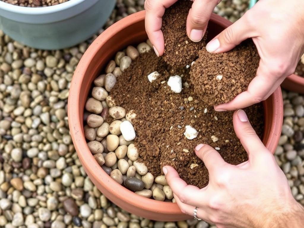 Przygotowanie odpowiedniego podłoża dla cykasa z warstwą drenażu na dnie doniczki