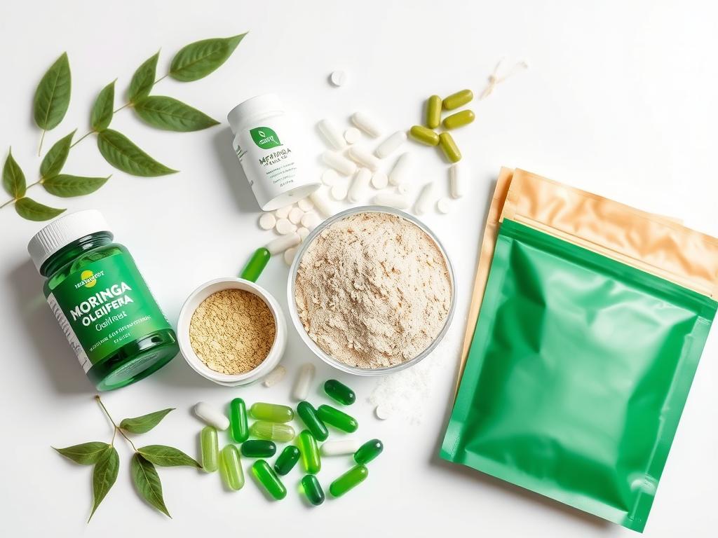 Różne formy suplementów z Moringa olejodajna