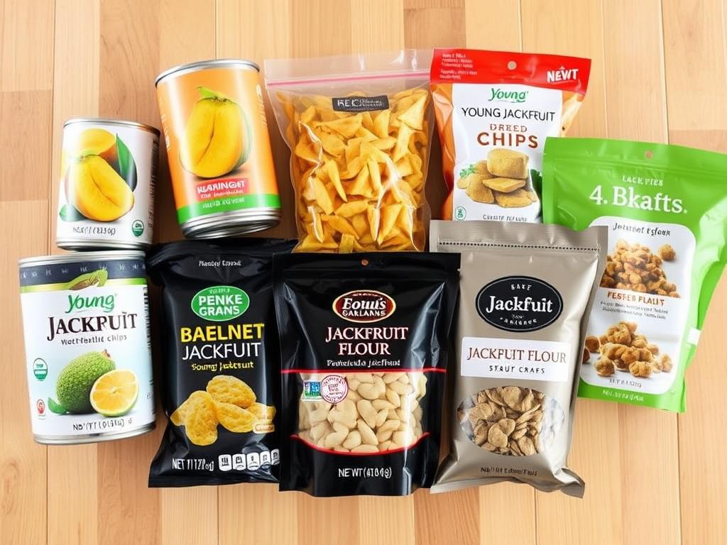 Różne produkty z jackfruita dostępne w sklepach Różne produkty z jackfruita dostępne w sklepach