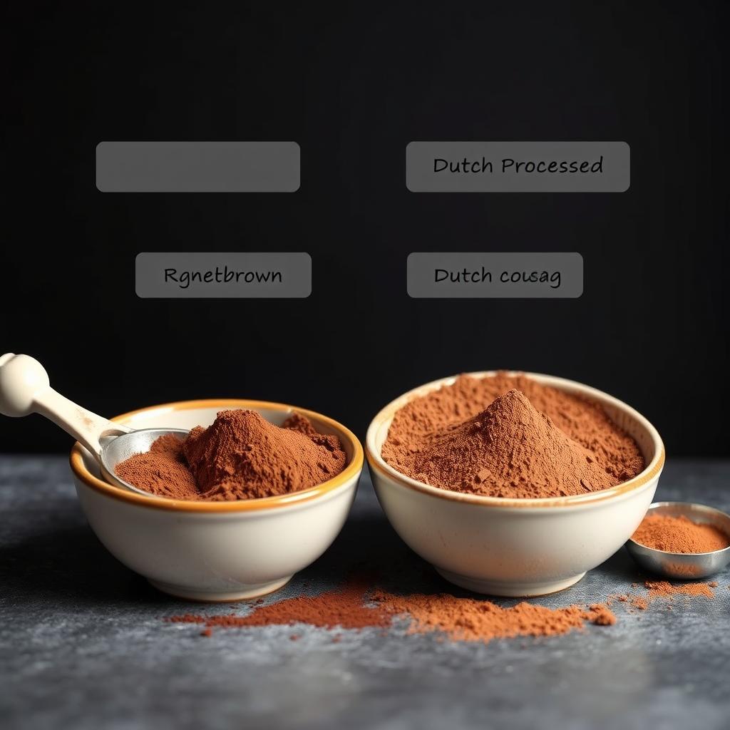 Różne rodzaje proszku kakaowego - naturalny i alkalizowany