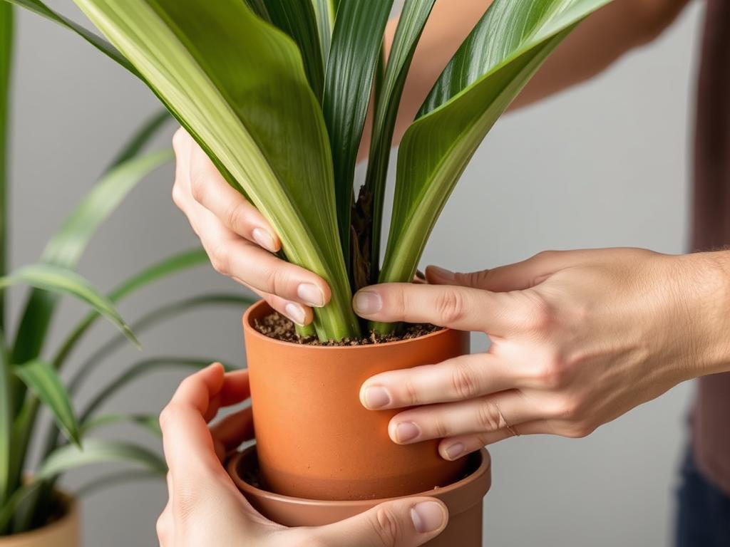 Wyjmowanie palmy butelkowej z doniczki